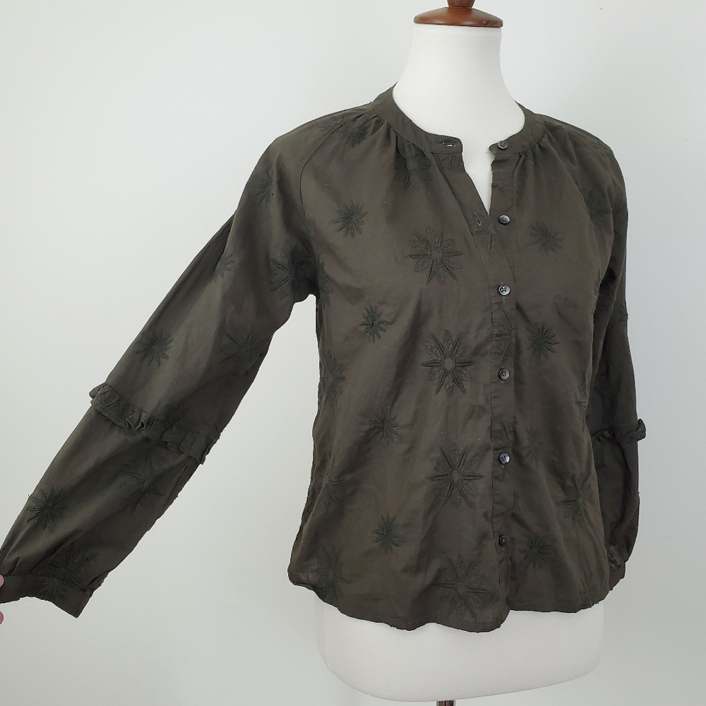 Madewell Embroidered Bubble Sleeve Sleeve Top - Picture 4 of 10